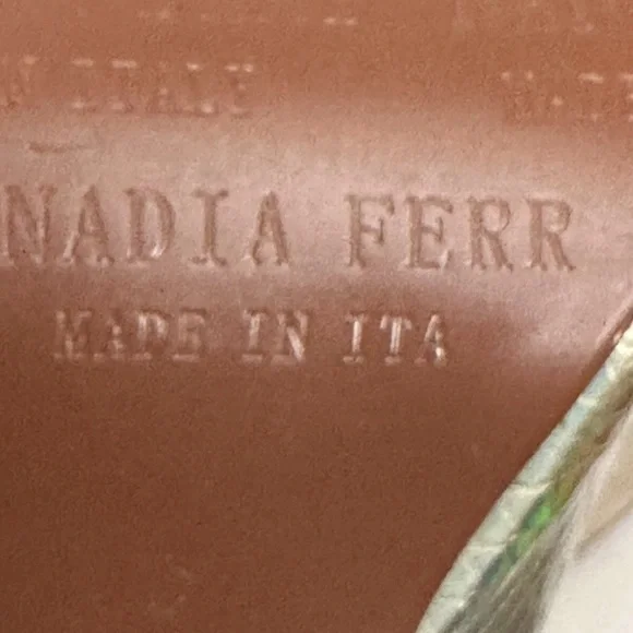 Nadia Ferri ~ Size 9.5 ~ Gold Snakeskin Platform Heels Rhinestones Italy Women’s - Picture 9 of 11